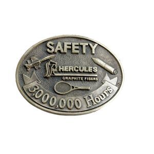 Hercules Graphite Fibers Brass Belt Buckle Special Ed. 3,000,000 Hours Safety